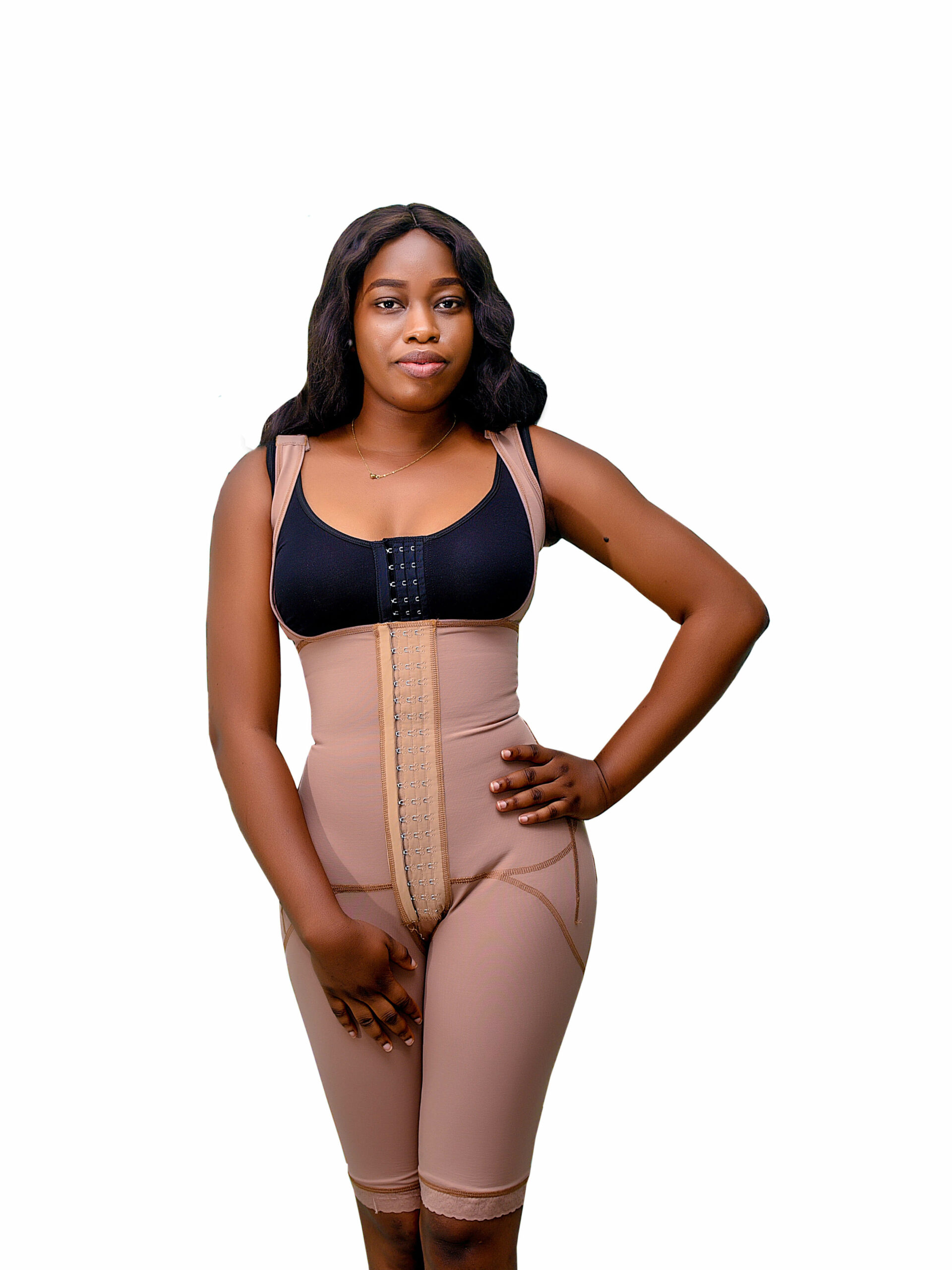 BRALESS FULL BODY ABOVE THE KNEE FAJA WITH HOOK CLOSURE